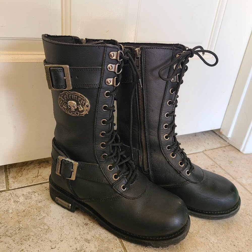 Women's Element Black Leather Motorcycle Boots size 6.5